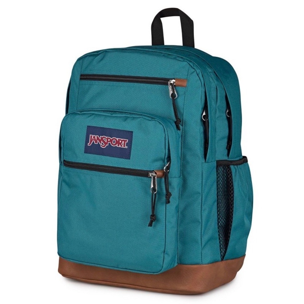 JanSport Cool Student 17"Backpack Synthetic Leather Bottom - Emerald Green
